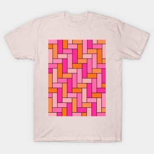 Geometric Tiles in Pink and Orange T-Shirt